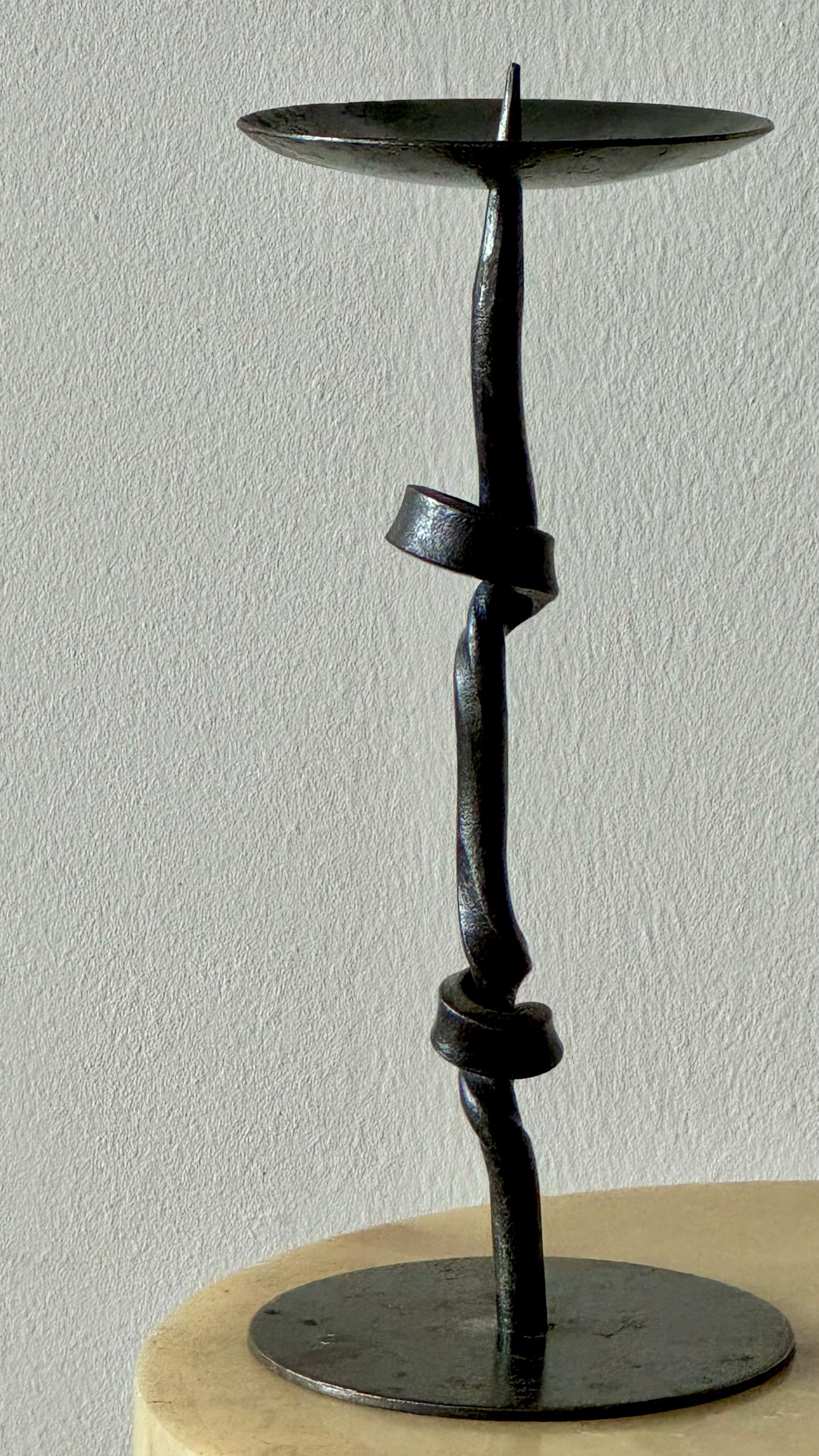 HANDMADE WROUGHT IRON CANDLESTICKS - PAIR